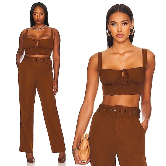 NWT REVOLVE 90s Sleeveless Cutout Tie Front Square Neck Bustier Cropped Top M - Picture 1 of 7